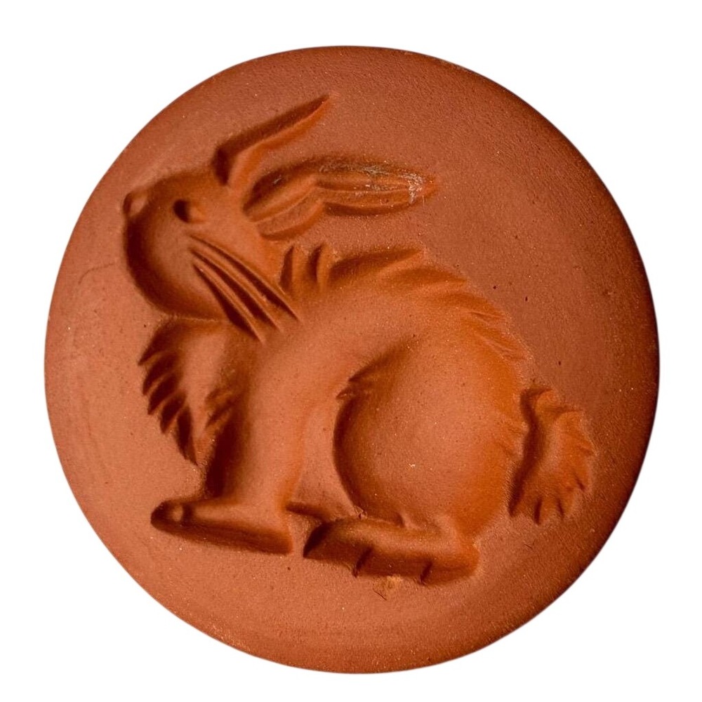 Vintage Foxcroft Terra Cotta Rabbit Cookie Stamp Clay Bunny Shortbread Mold